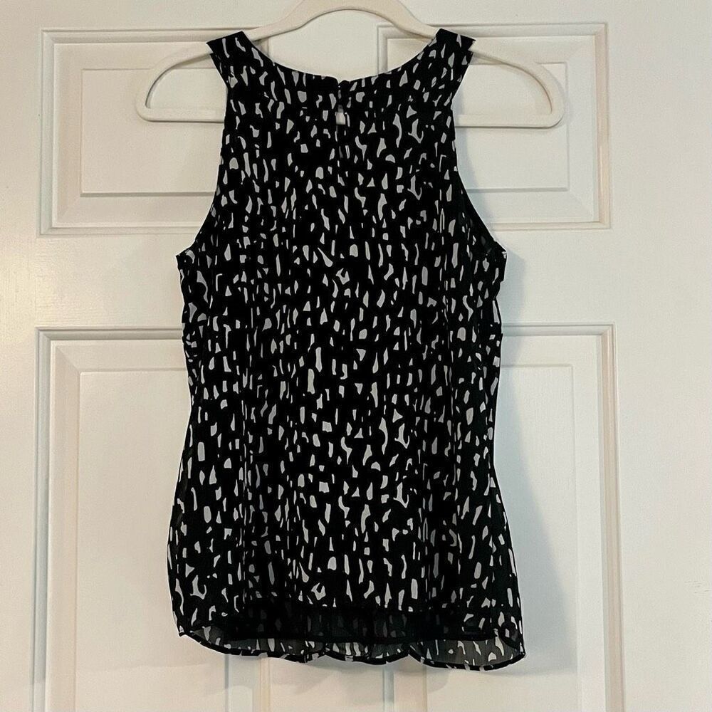 Merona Halter Black White Ruffle Blouse Small - Picture 4 of 11